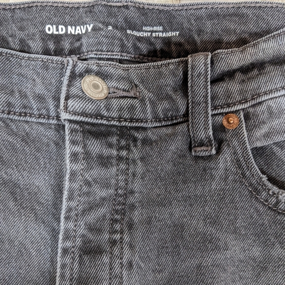 Old Navy High-Rise Slouchy Straight Womens Jeans Size 2 black  Button Fly - Picture 2 of 6